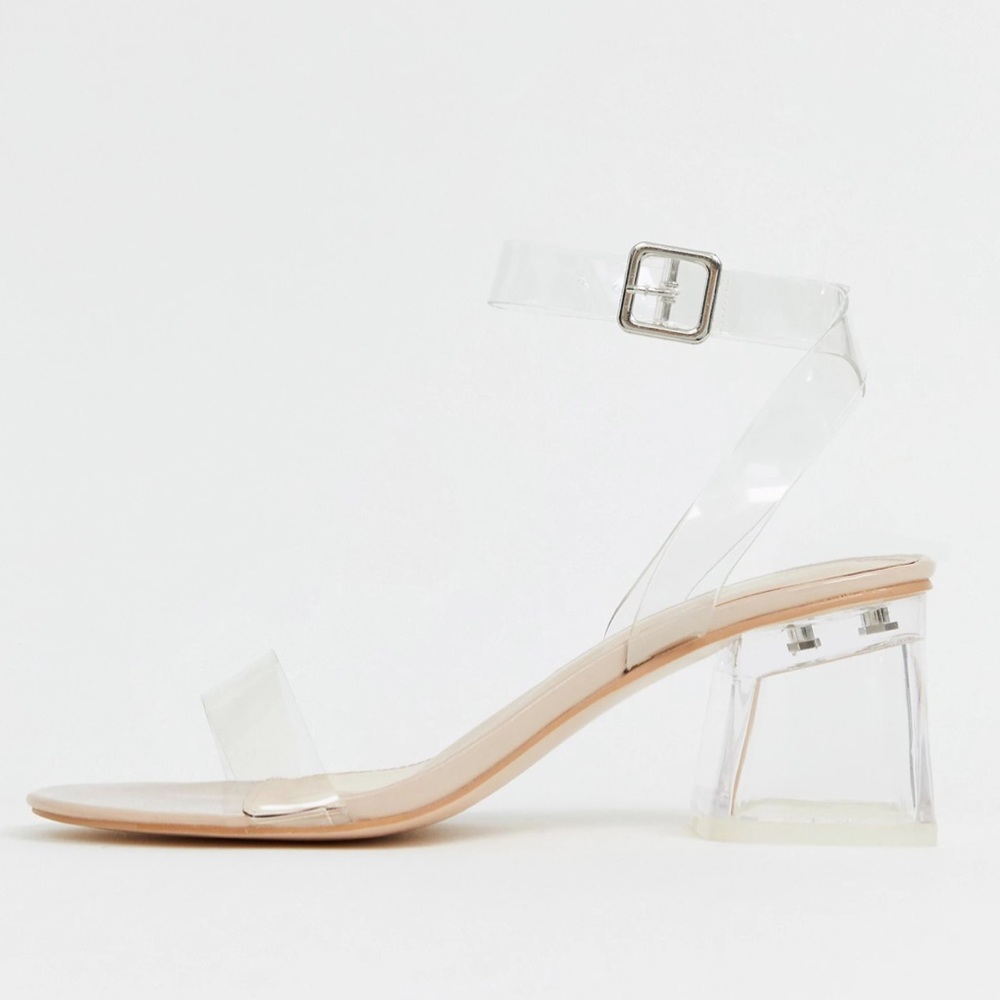 Public Desire Clear Block Heels Size 6